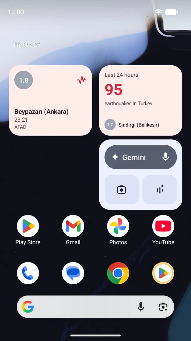 Android Schermata dell’app Deprem: widget